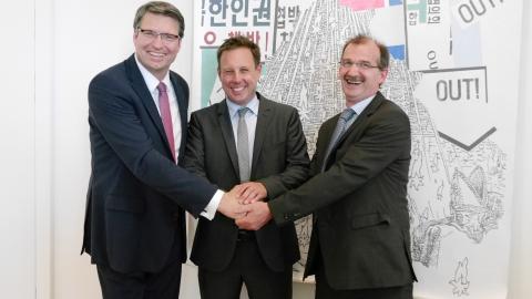 Dr. Jürgen Hernichel (CEO 1&1 Versatel), Thomas Losse-Müller (Chef der Staatskanzlei Schleswig-Holstein), Dr. Johann Bizer (Vorstandsvorsitzender Dataport)